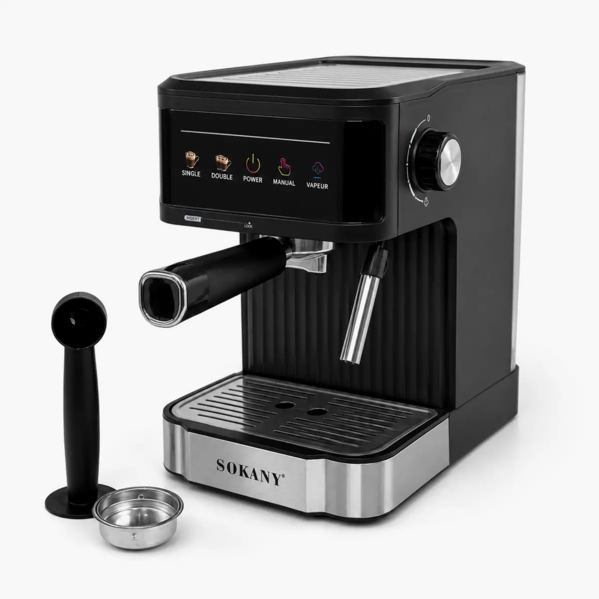 Ріжкова кавоварка SOKANY SK-04025, 20 бар, з капучинатором, 850 Вт, 1.8 л