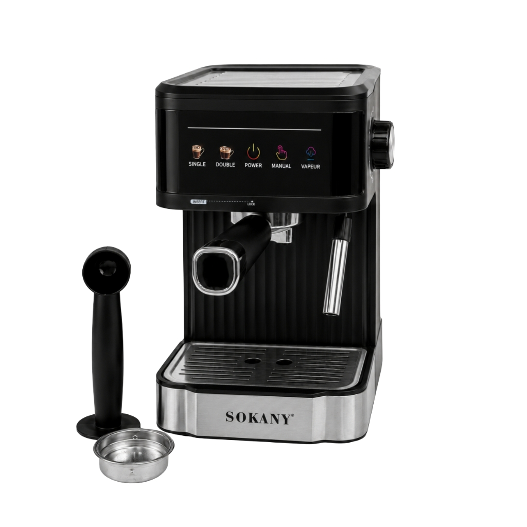 Ріжкова кавоварка SOKANY SK-04025, 20 бар, з капучинатором, 850 Вт, 1.8 л
